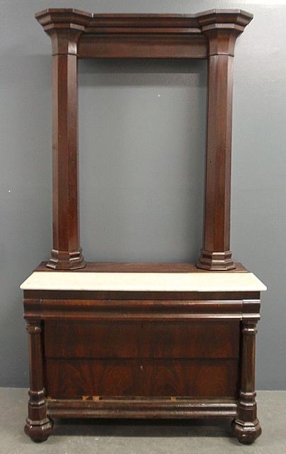 Appraisal: - Empire mahogany dressing table c with marble top bold