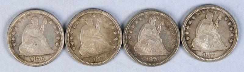 Appraisal: Lot of AU BU Seated Liberty Quarters Description Includes two