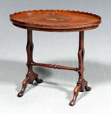 Appraisal: Georgian mahogany butler's tray oval tray with scalloped gallery and