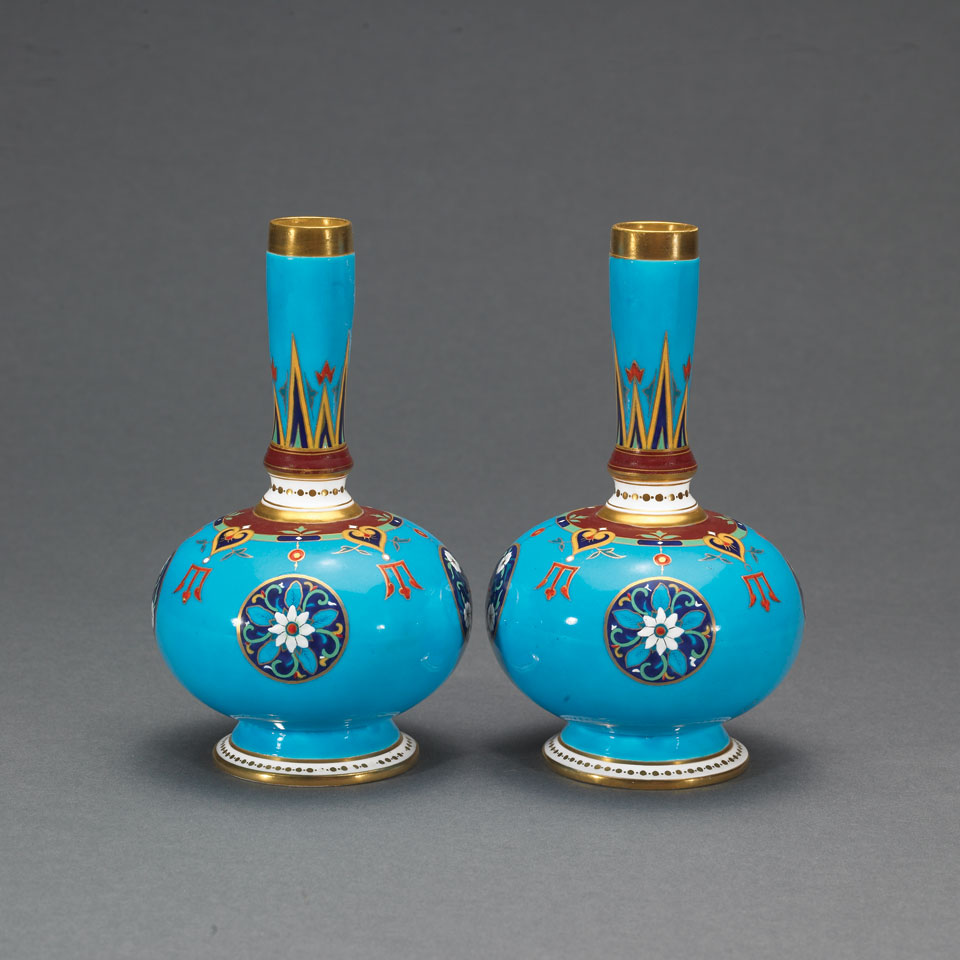 Appraisal: Pair of Minton Cloisonn Vases attributed to Dr Christopher Dresser