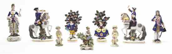 Appraisal: A Collection of Continental Porcelain Articles comprising a pair on