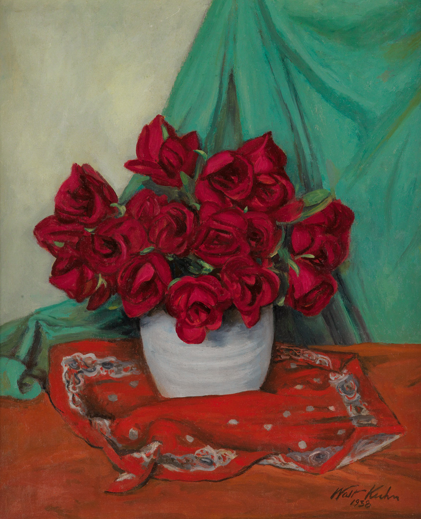 Appraisal: WALT KUHN Still Life with Red Roses Oil on canvas