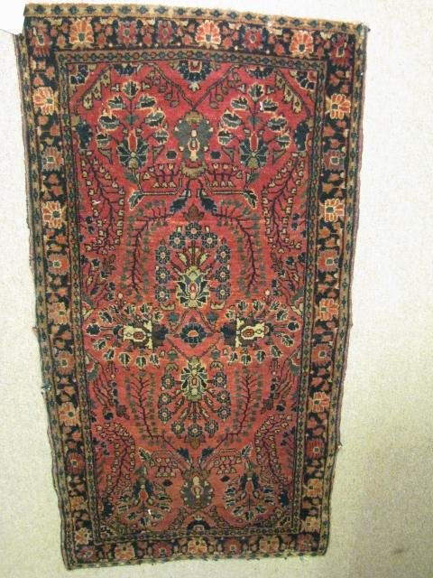 Appraisal: Hand woven floral design oriental wool area rug with red