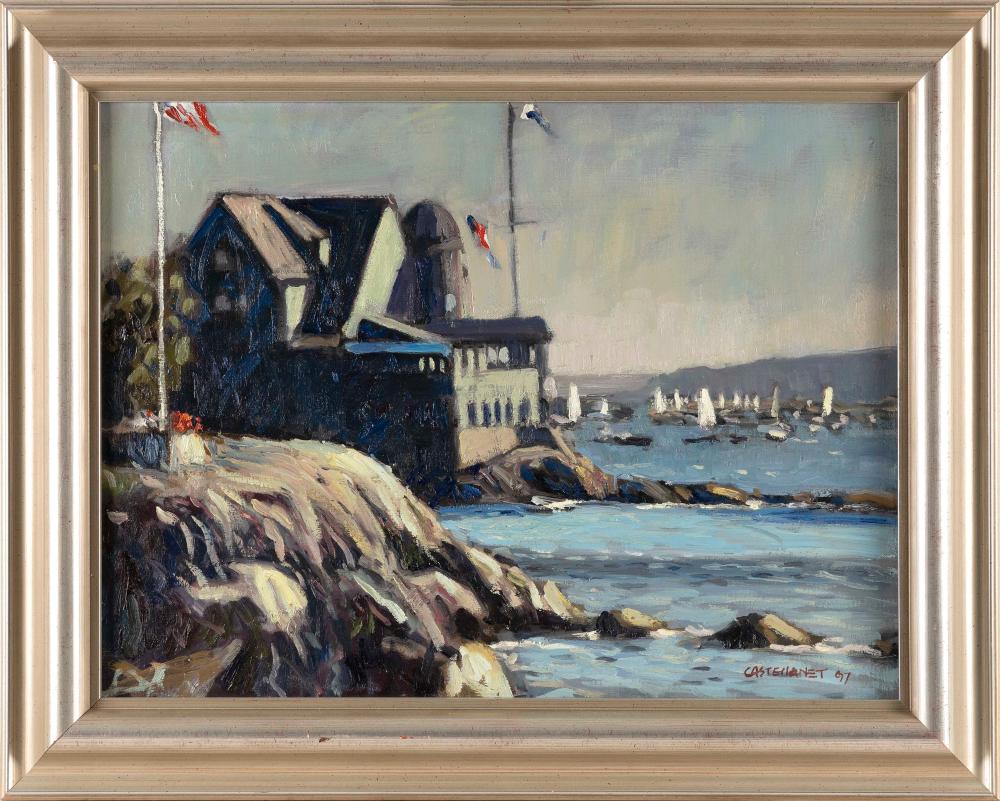 Appraisal: VINCENT CASTELLANET AMERICA B MARBLEHEAD OIL ON CANVAS X FRAMED