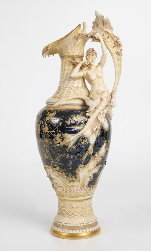 Appraisal: TURN TEPLITZ FIGURAL MERMAID EWER Porcelain ewer or pitcher hand