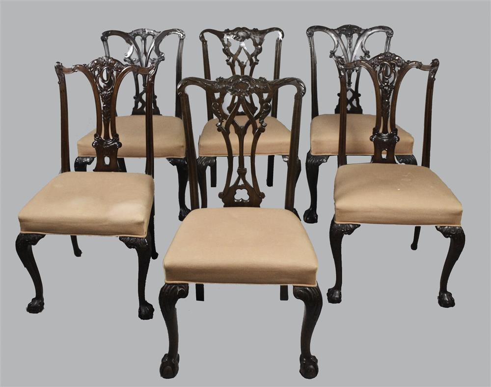 Appraisal: PAIR OF CHIPPENDALE STYLE MAHOGANY DINING CHAIRS TOGETHER WITH AN