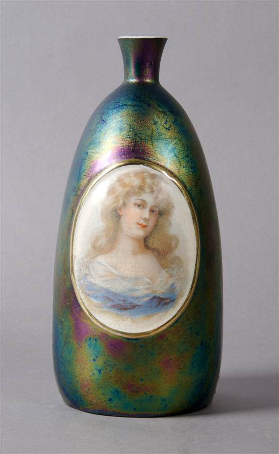 Appraisal: A Royal Rudelstadt Iridescent Vase Height inches