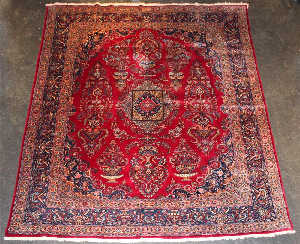 Appraisal: LARGE PERSIAN MEDALLION AND URN DESIGN WOOL RUG colors include