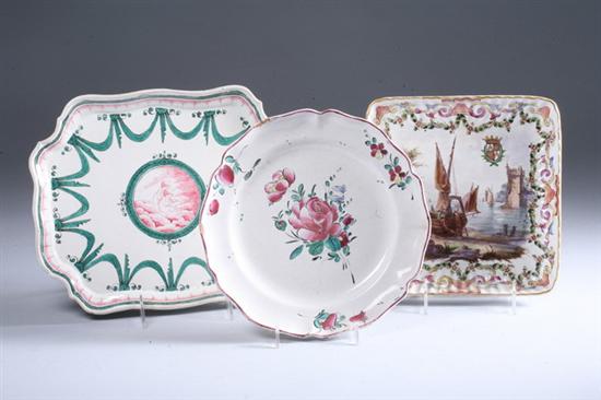 Appraisal: TWO FRENCH FA ENCE PLATES AND A PLATTER One a