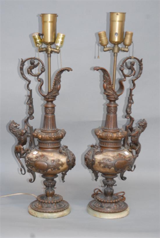 Appraisal: PAIR OF EWERS TH C CONTINENTAL BRONZE AND ONYX Each