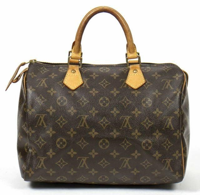 Appraisal: Louis Vuitton Speedy handbag in brown and tan monogram coated