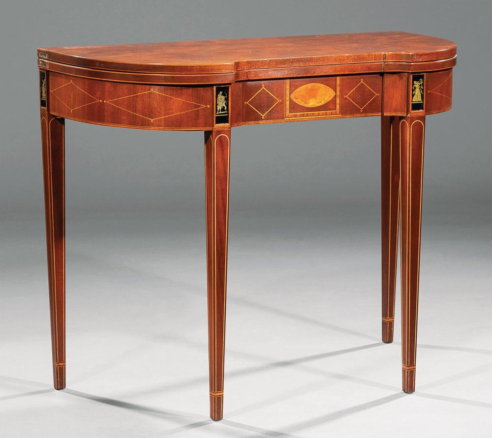 Appraisal: American Federal-Style Inlaid Mahogany Games Table Baker Furniture Historic Charleston