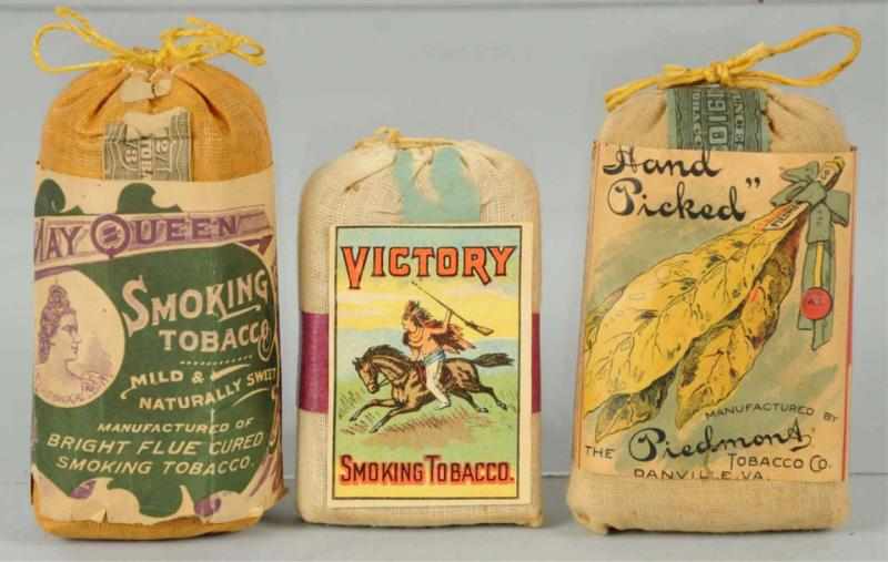 Appraisal: Lot of Assorted Cloth Tobacco Pouches Hand Picked stamp unbroken