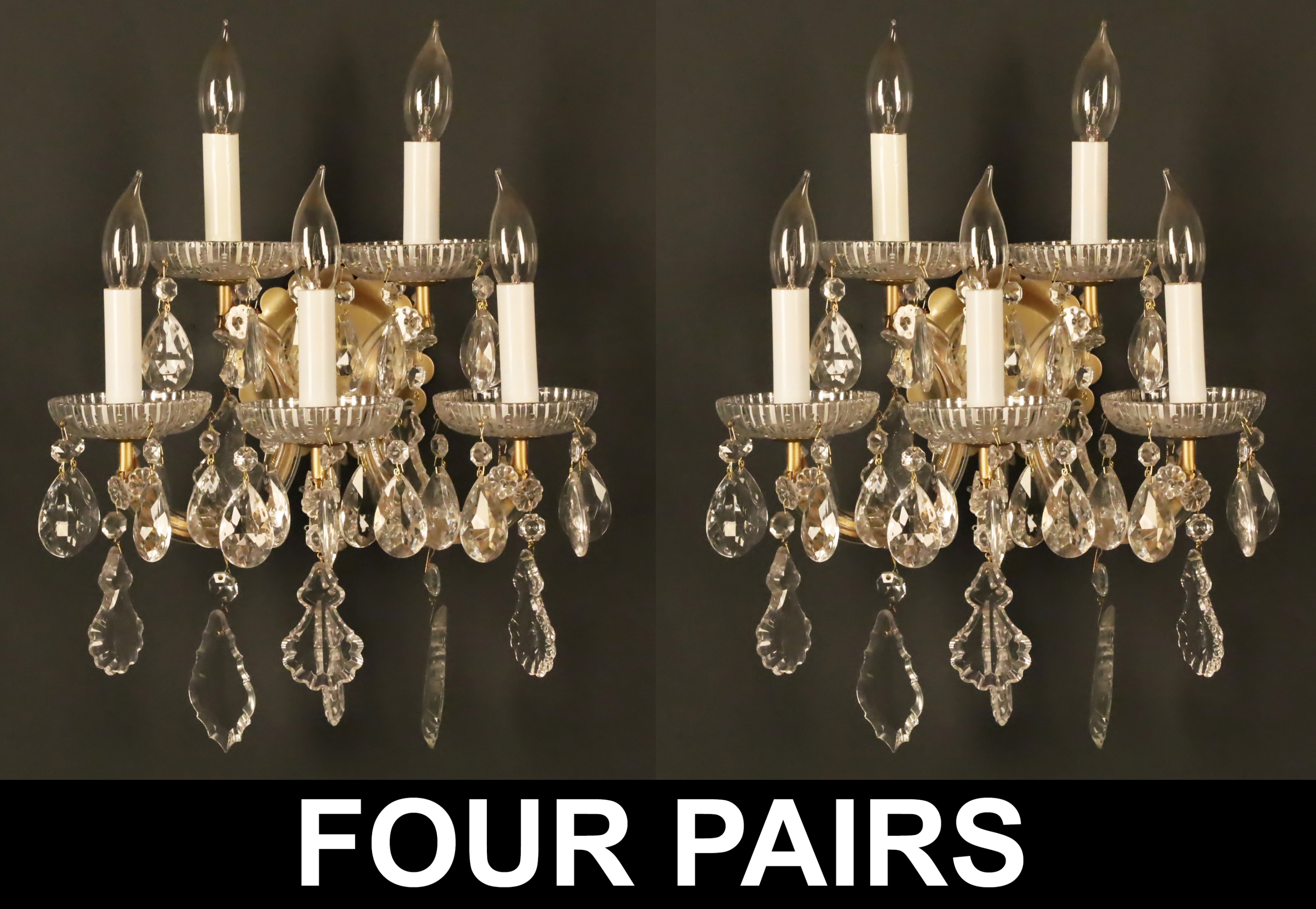 Appraisal: PRS OF MARIA THERESA STYLE CRYSTAL WALL SCONCES pairs of