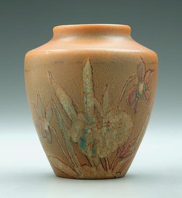 Appraisal: Rookwood vase floral decoration on matte brown olive ground marks