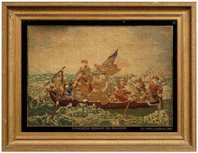 Appraisal: George Washington needlework large-scale wool and silk needlework of Washington