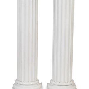 Appraisal: A Pair of Painted Wood Columnar Pedestals EARLY TH CENTURY