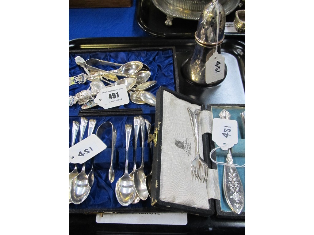 Appraisal: Tray lot of EP cutlery and a castor