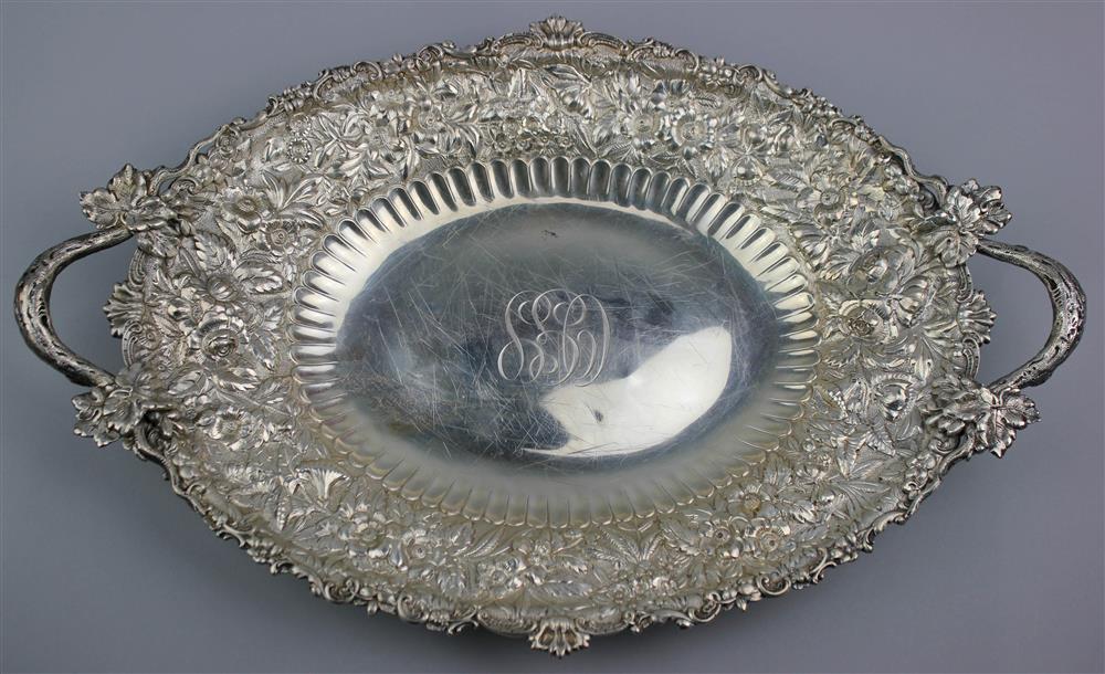 Appraisal: TIFFANY CO SILVER TWO-HANDLED DISH - impressed factory marks and