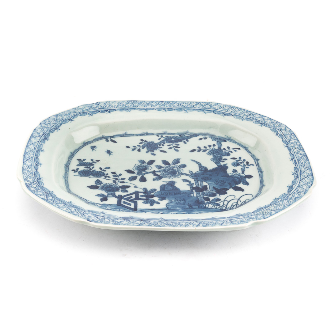 Appraisal: Chinese Export porcelain platter blue and white Floral and Sacred