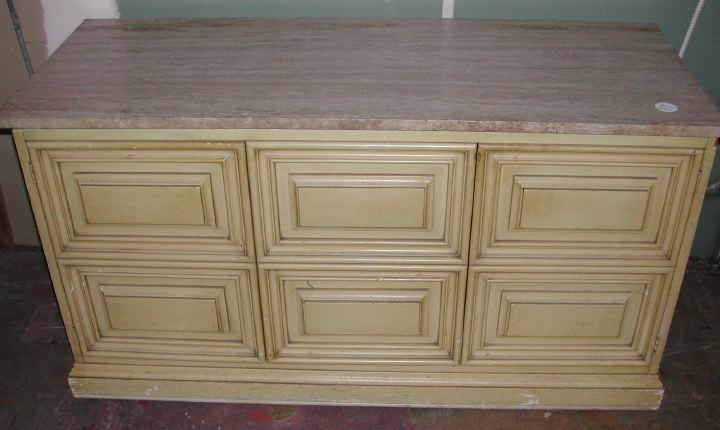 Appraisal: Jacobean-Style Polychromed Marble-Top Console Cabinet the front fitted with a