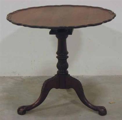 Appraisal: Mahogany pie crust bird cage tea table th century Dia