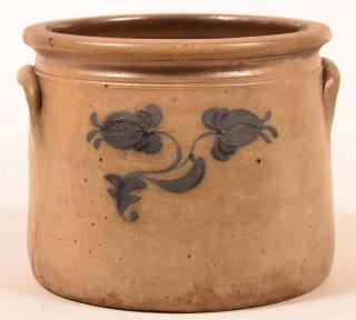 Appraisal: Unsigned th Century Stoneware Pottery Crock Cobalt blue floral and