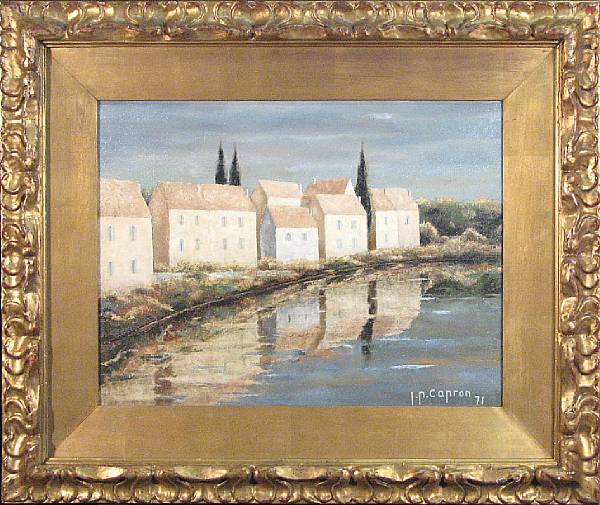 Appraisal: Jean-Pierre Capron French born A Village on a Lake signed