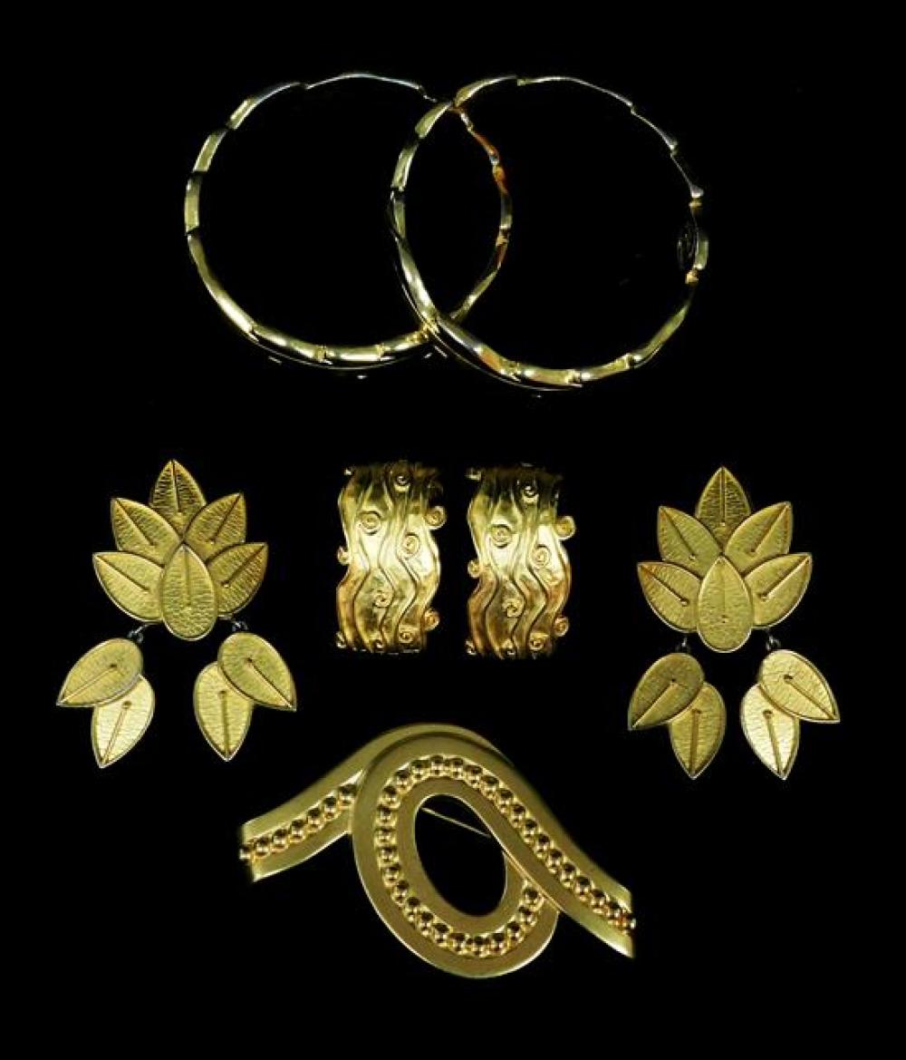 Appraisal: COSTUME JEWELRY Karl Lagerfeld seven pieces all gold tone with