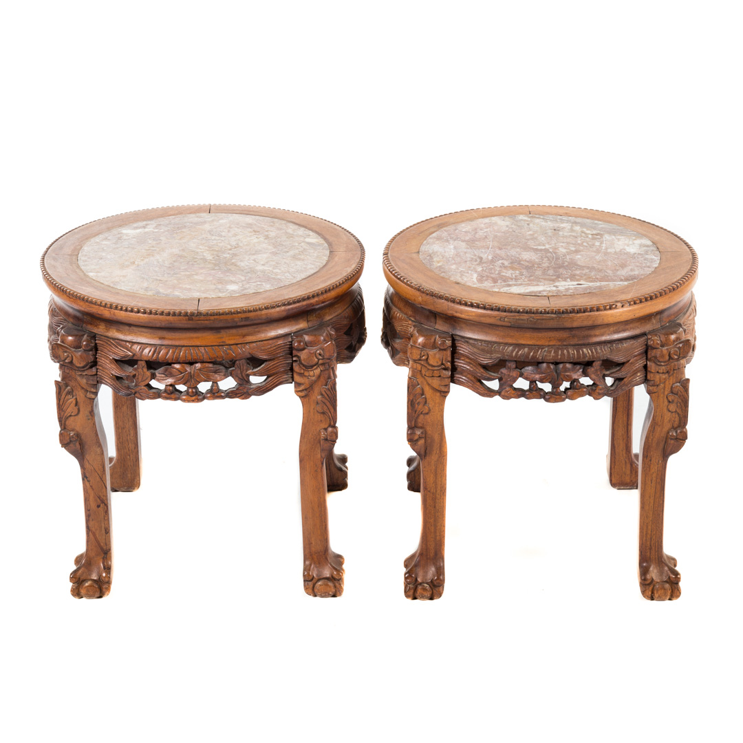 Appraisal: Pair Chinese carved hardwood plant stands th century in Diam