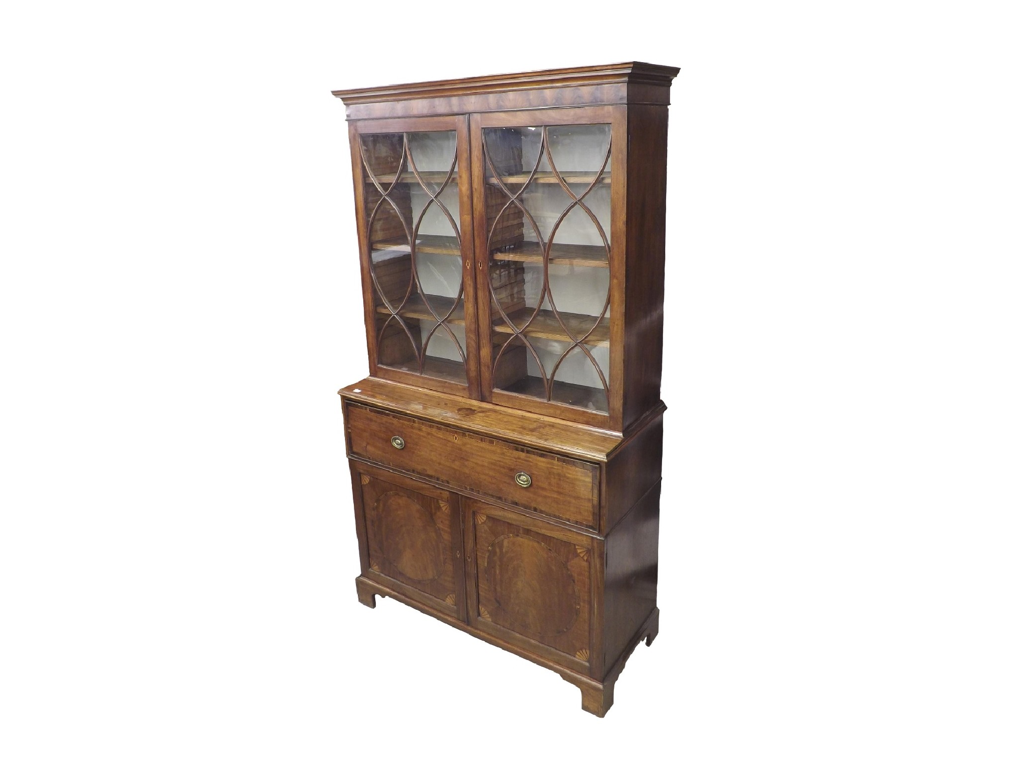 Appraisal: Good th century mahogany secretaire bookcase with astragal glazed doors