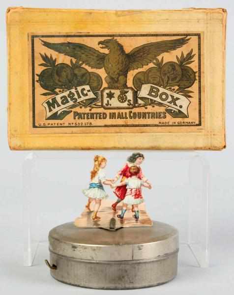 Appraisal: Early Jean Schoenner Magic Box Toy German Scarce Tin base