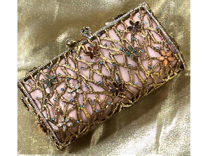 Appraisal: WENDY LAU EVENING BAG A pink silk purse embellished with