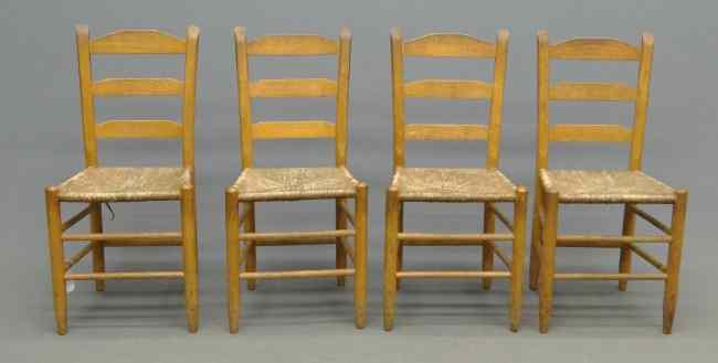 Appraisal: Set of four rush seat Val-Kill chairs purchase at Val-Kill