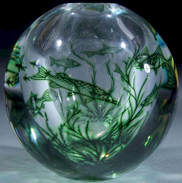 Appraisal: EDVARD HALD ORREFORS ART GLASS VASE AN EDVARD HALD FOUR