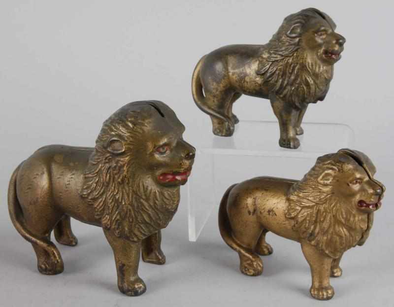 Appraisal: Lot of Cast Iron Lion Still Banks Condition Very Good