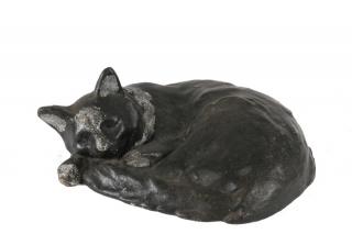 Appraisal: CAST IRON CAT Cast Iron Black Painted Sleeping Cat circa