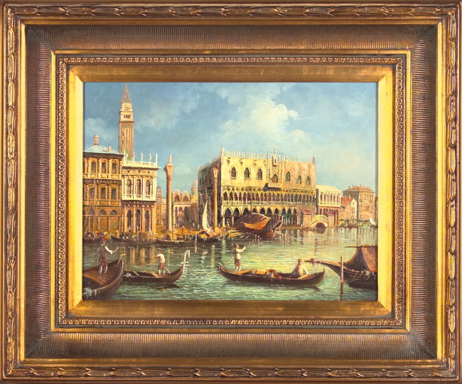 Appraisal: Italian School st Century Gondoliers on a Venetian Waterway x