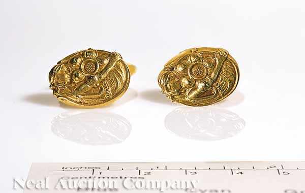 Appraisal: A Pair of Antique Russian Yellow Gold Art Nouveau Cufflinks