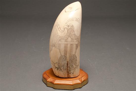 Appraisal: American scrimshaw whale's tooth dated with Great Seal of the