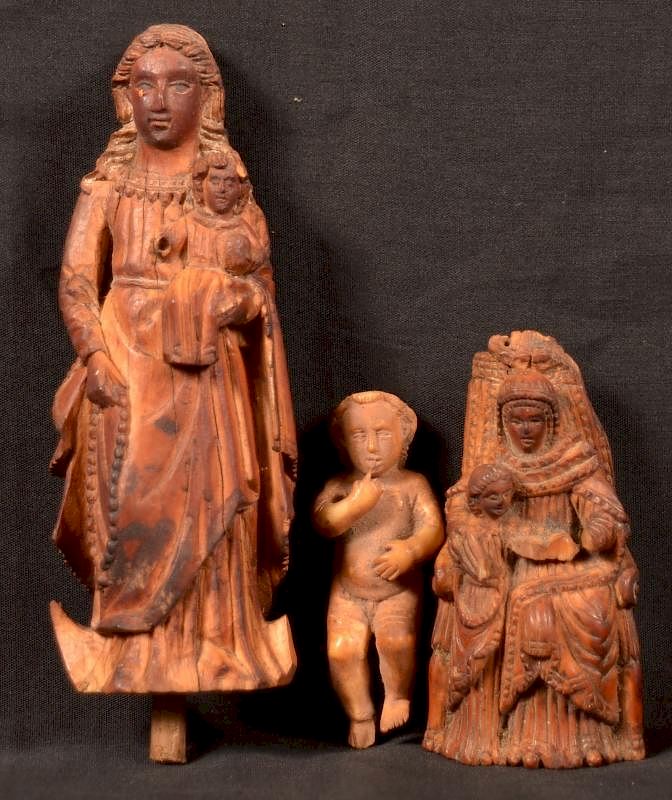 Appraisal: Continental th Century Carved Ivory Figures Note Change This lot