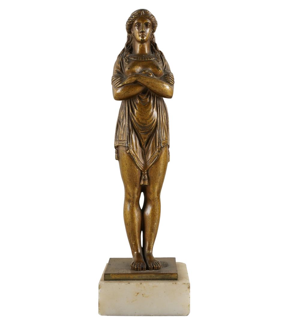 Appraisal: BRONZE NUDE FIGUREunsigned affixed to a stone plinth Condition wear