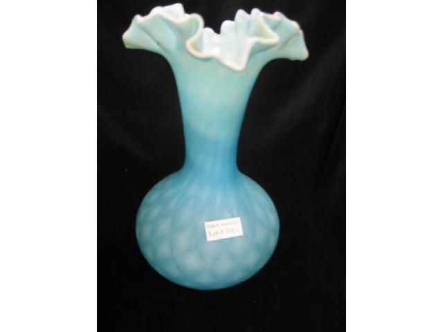 Appraisal: Blue Satin Art Glass Vase diamond quilted cased