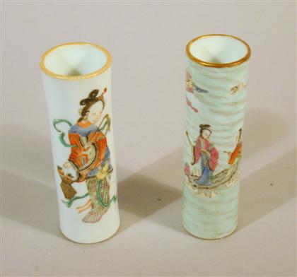 Appraisal: Two good Chinese famille rose porcelain brush pots th century