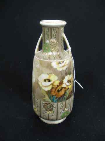 Appraisal: Nippon Handpainted Porcelain Vase decostyle with flowers and panel decor