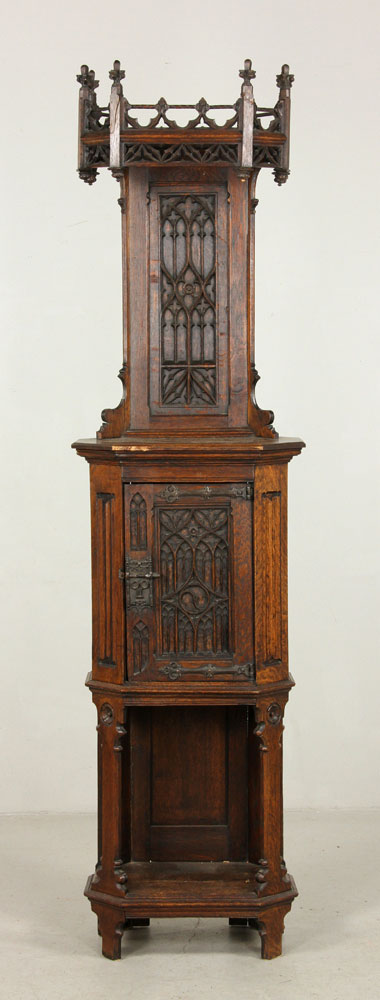 Appraisal: - English Gothic Style Cabinet Oak English Gothic style cabinet