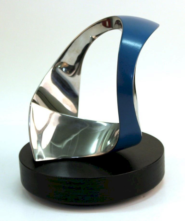 Appraisal: Todd Reuben Modern Abstract Blue Chrome Sculpture Todd Reuben modern