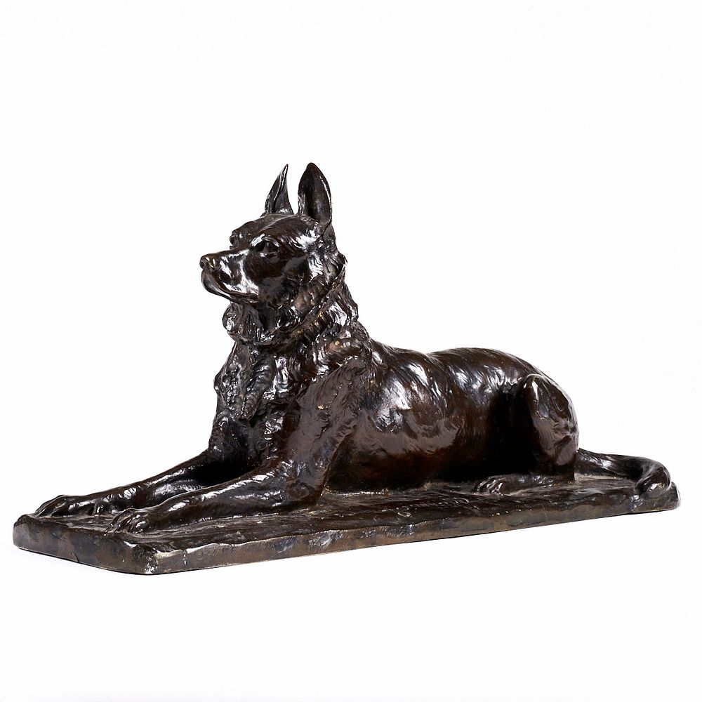 Appraisal: Pierre Tourgueneff Chien Couche Lying Dog Bronze Sculpture Pierre Nicolas