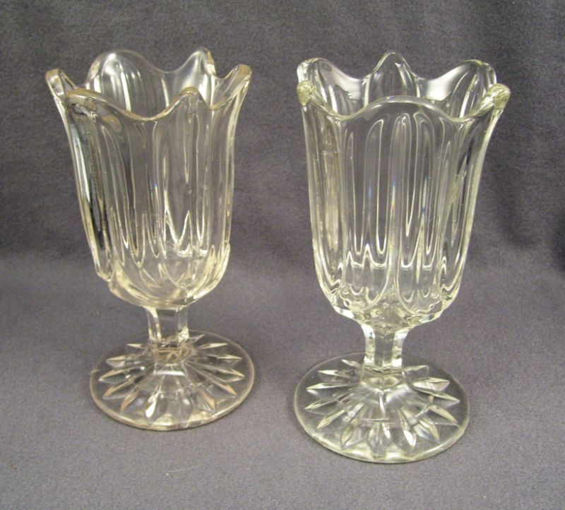 Appraisal: Pair Early Glass Spooners Clear pattern glass Measures high Selling