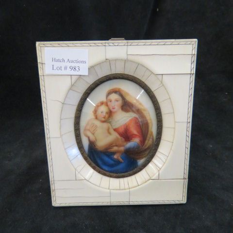 Appraisal: Miniature Painting on Ivory of Madonna Child after Raffael image